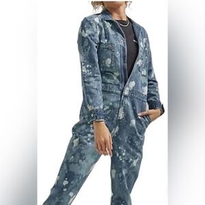Lee’s union-alls paint splatter blue jeans coverall overall jumpsuit‎ size large